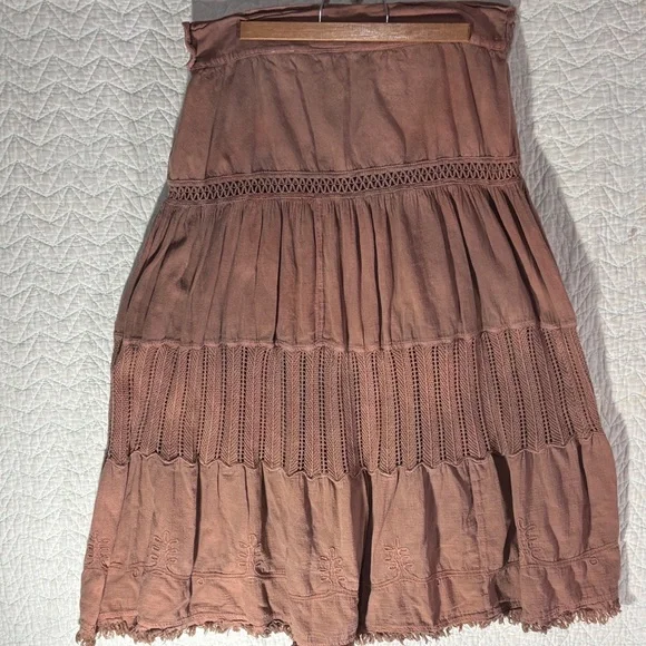 Scully Mauve Tiered Embroidered A-Line Skirt - Picture 9 of 9